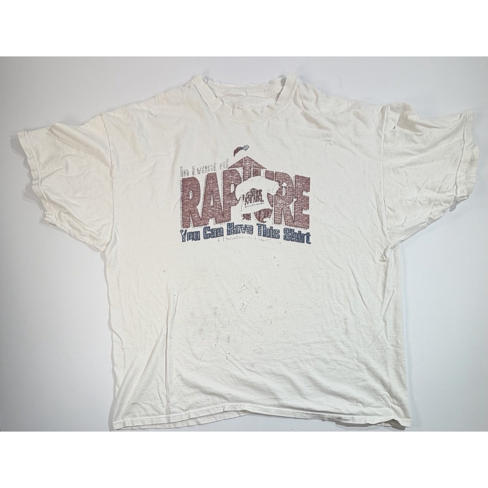 Vintage I'd Rather Be Rapture'd Christian Graphic T Shirt White